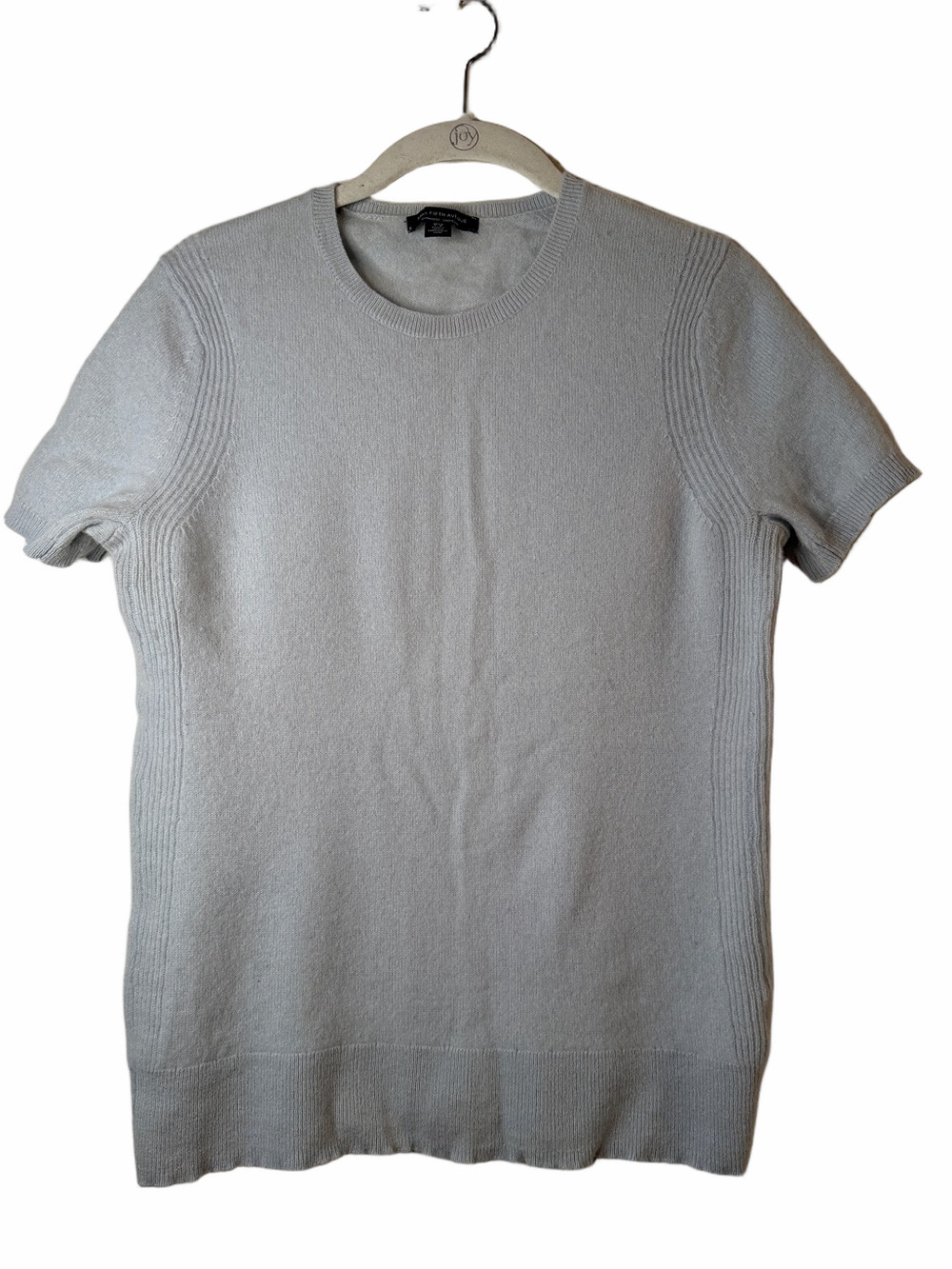 Saks Fifth Avenue Light Blue Cashmere Crewneck Short-Sleeve Sweater L